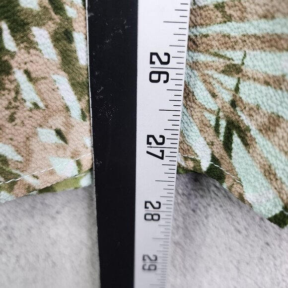 Womens Investments Tropical Leaf Print Blouse Shirt Button Up Roll Tab Sleeve XL - Picture 11 of 12